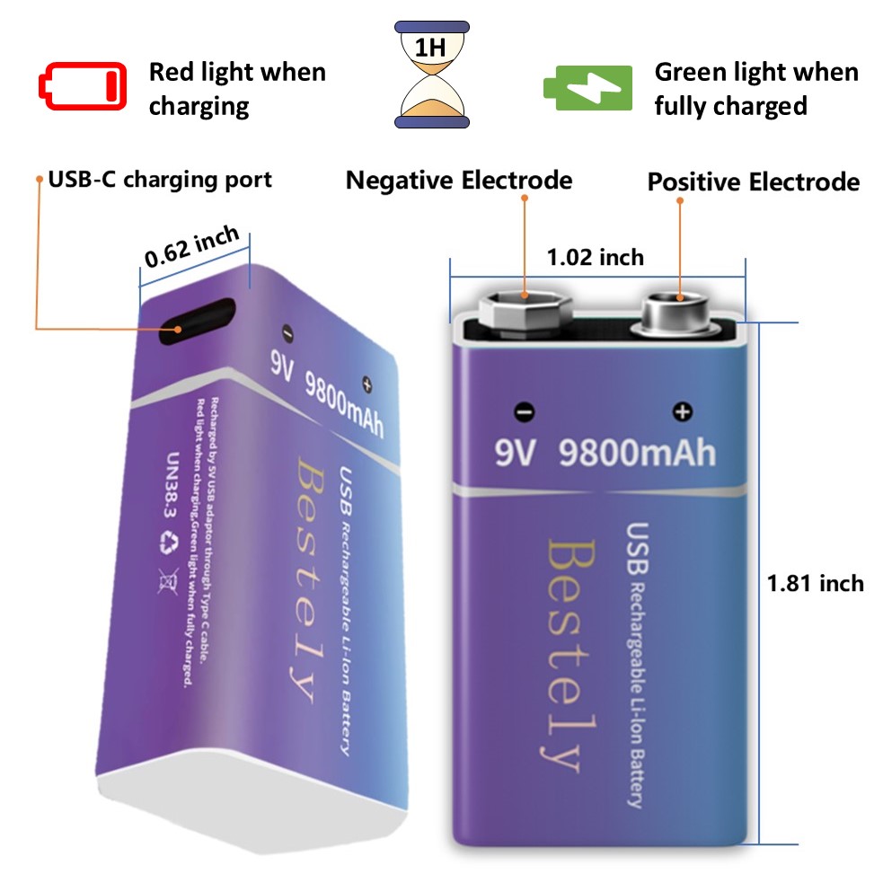 Rechargeable 9V Battery, 9800m - Smoke Detector Interconnected review and price